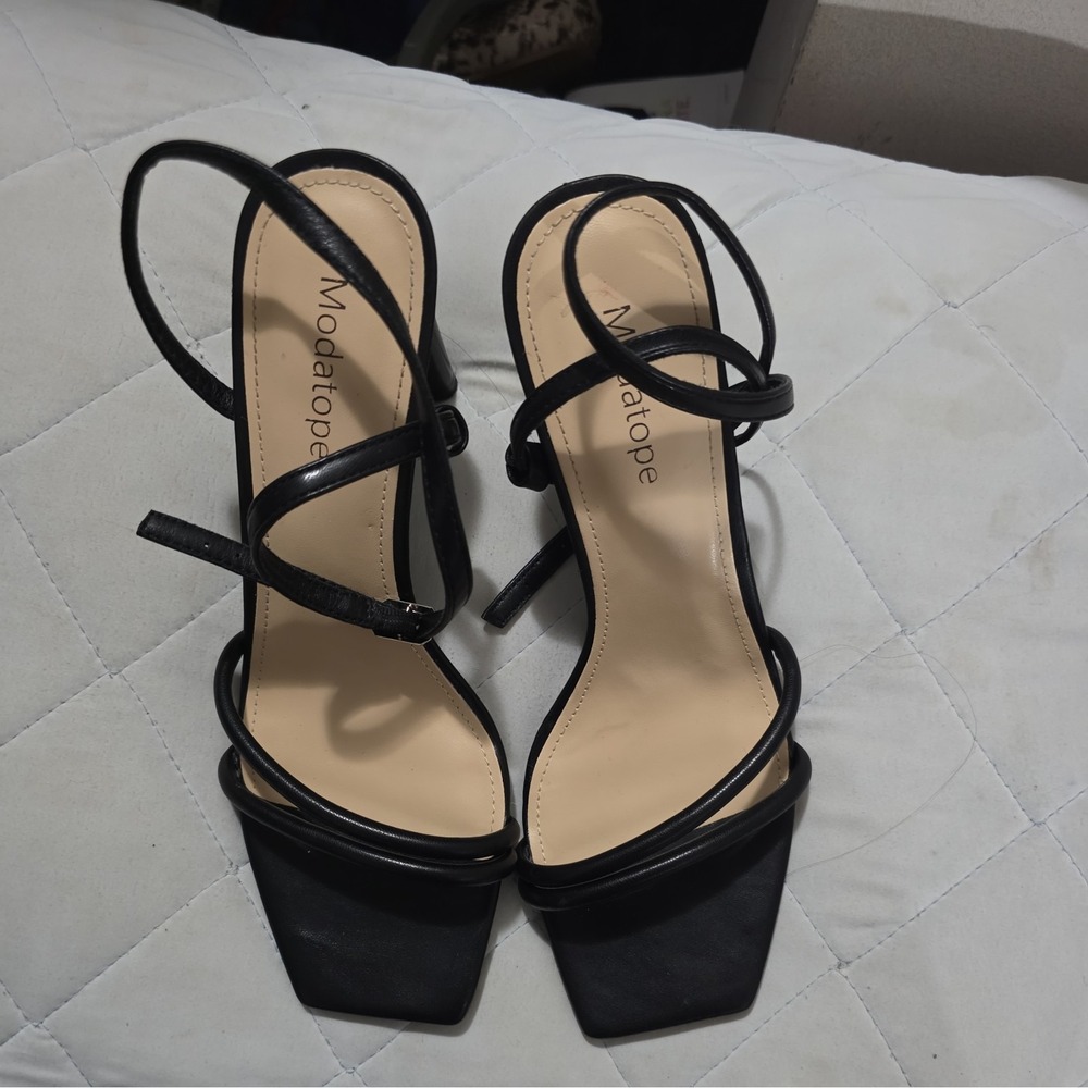 Modatope Womens Sandals Square Open Toe Chunky High Heels Strappy Ankle Strap...